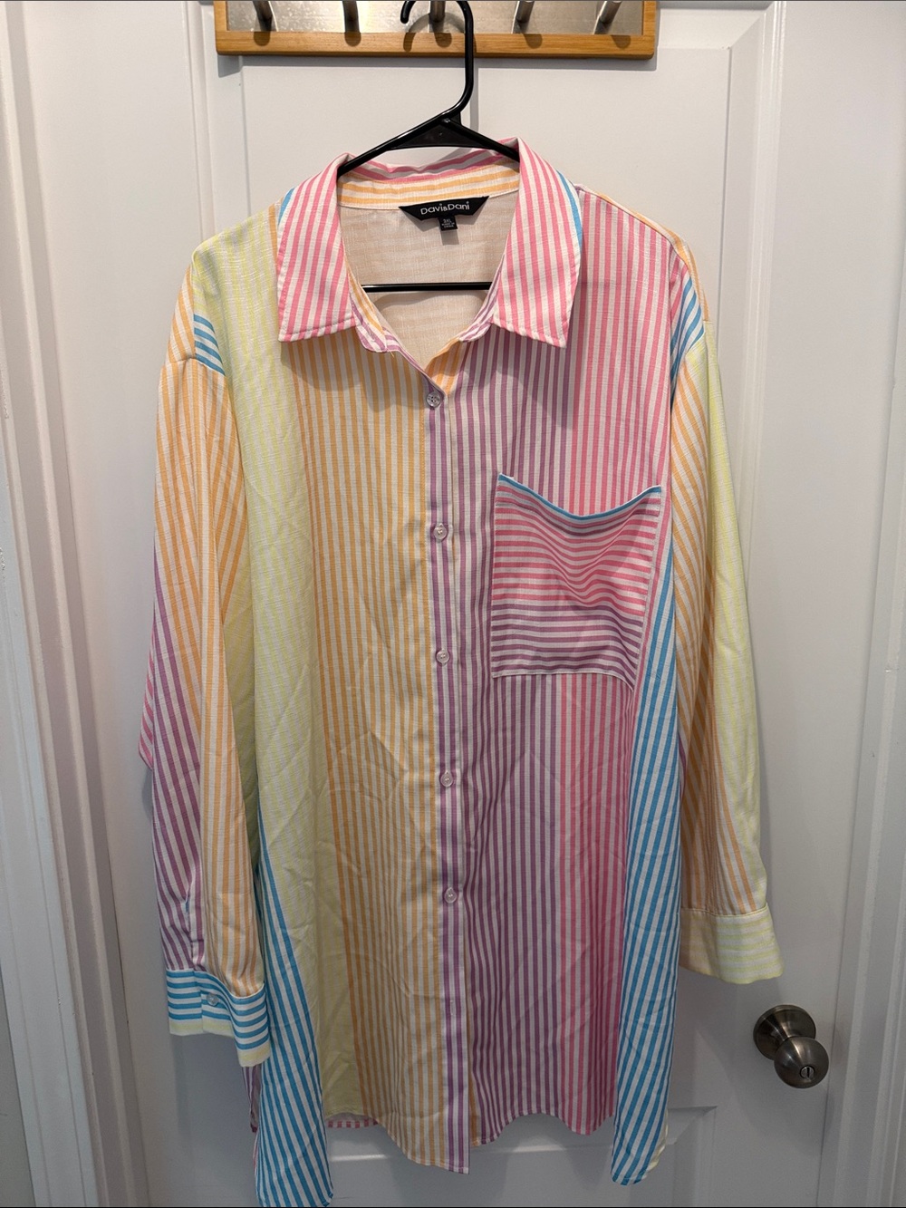 DAVI & DANI Pastel Multicolor Striped Button-Down Shirt